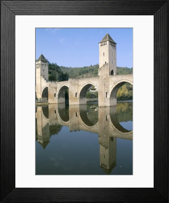 Framed Print : The fortified Valentre bridge dating from 14th century, town of Cahors Framed Print : The fortified Valentre bridge dating from 14th century, town of Cahors