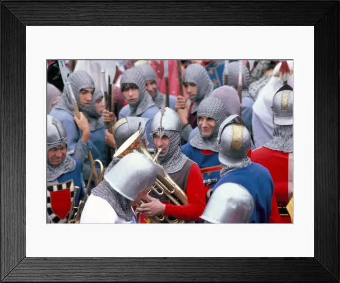 Framed Print : Middle Ages festival held on 7th August, Port de La Flotte, Ile de Re, Charente Maritime