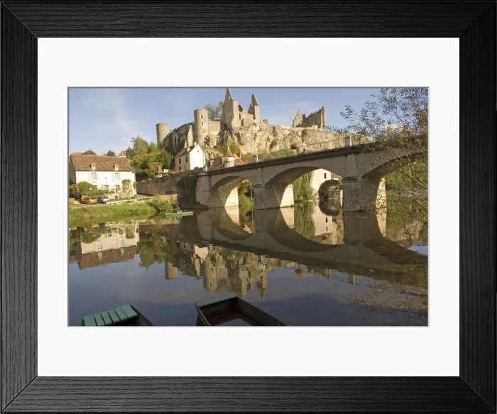 Framed Print : The medieval castle built between the 11th and 15th centuries and the Anglin River Framed Print : The medieval castle built between the 11th and 15th centuries and the Anglin River