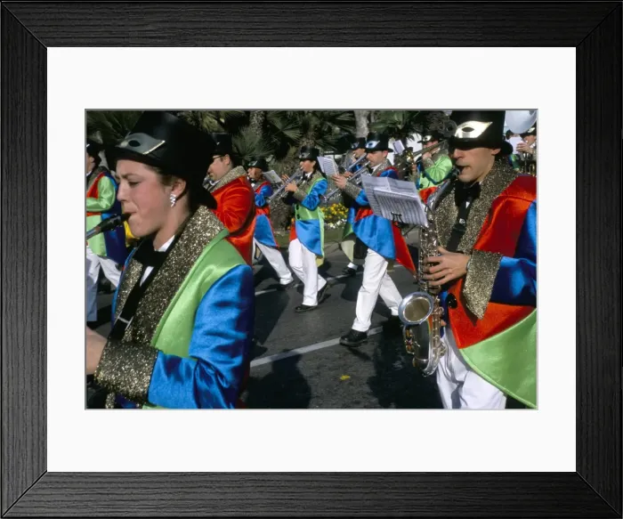 Framed Print : Musicians in the parade, Battle of the Flowers, Carnival, Promenade des Anglais Framed Print : Musicians in the parade, Battle of the Flowers, Carnival, Promenade des Anglais