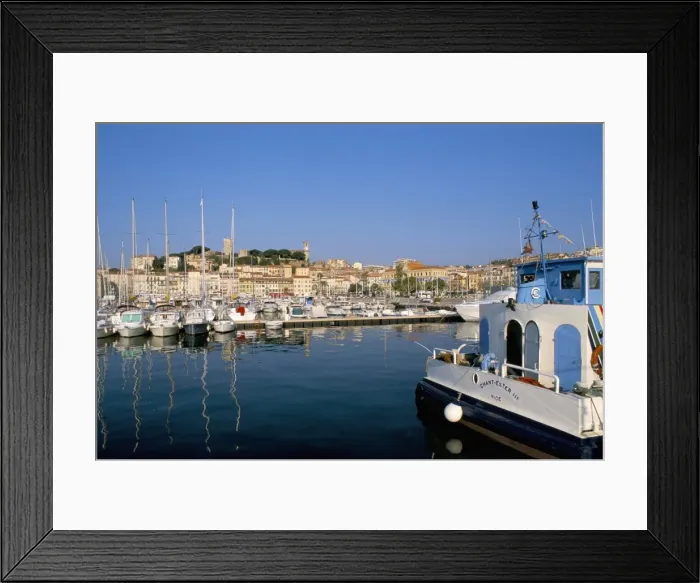 Framed Print : Port, Quai Saint-Pierre and Le Suquet, Cannes, Alpes-Maritimes, French Riviera