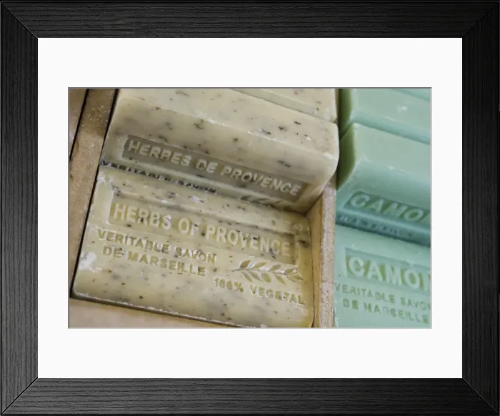 Framed Print : Marseille soap, Marche aux Fleurs, Cours Saleya, Nice, Alpes Maritimes