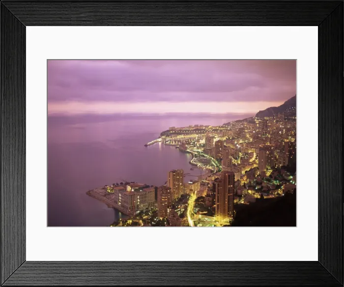 Framed Print : Evening view over Monte Carlo, Monaco, Mediterranean, Europe Framed Print : Evening view over Monte Carlo, Monaco, Mediterranean, Europe