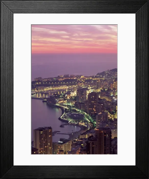 Framed Print : Evening view over Monte Carlo, Monaco, Cote d Azur, Mediterranean, Europe Framed Print : Evening view over Monte Carlo, Monaco, Cote d Azur, Mediterranean, Europe