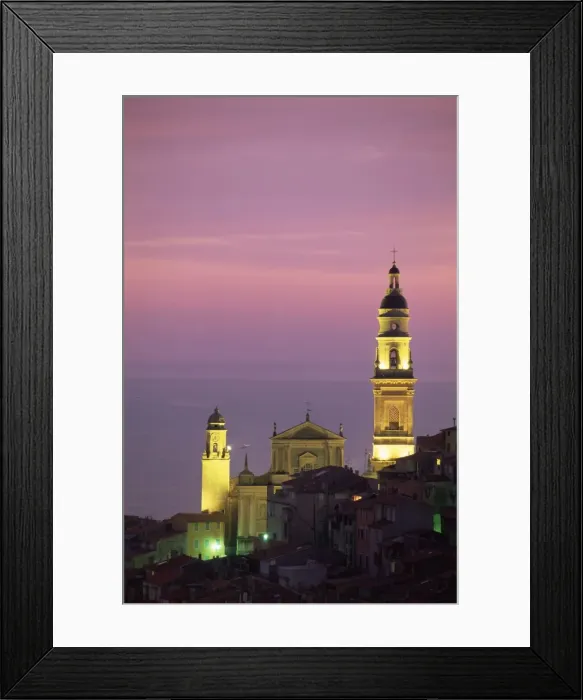Framed Print : Christian church of St. Michel at dusk, Menton, Alpes Maritimes, Provence Framed Print : Christian church of St. Michel at dusk, Menton, Alpes Maritimes, Provence