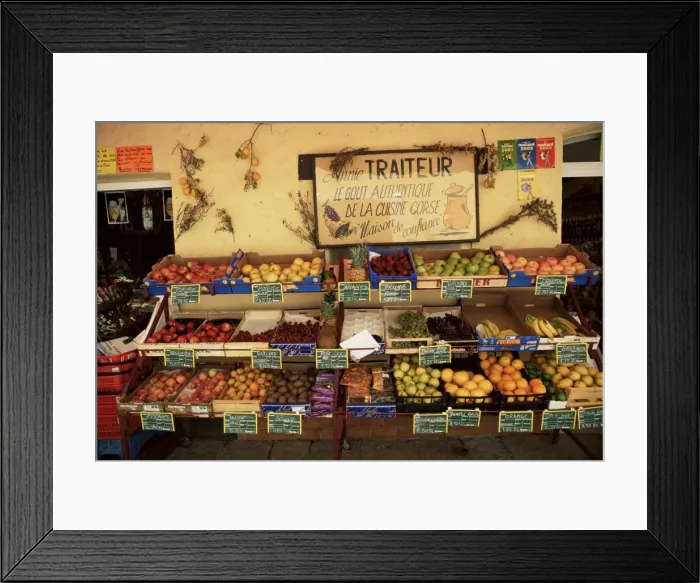 Framed Print : Fruit displayed outside shop, Calvi, Corsica, France, Europe Framed Print : Fruit displayed outside shop, Calvi, Corsica, France, Europe