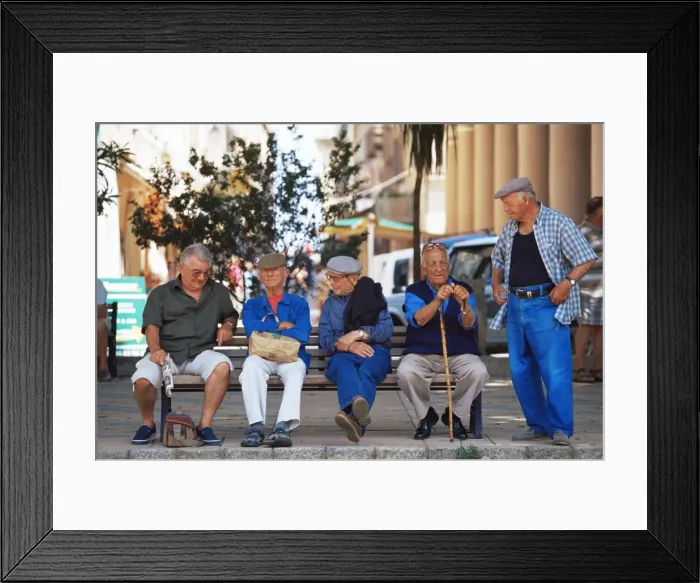 Framed Print : Elderly men, Ile Rousse, Corsica, France, Europe Framed Print : Elderly men, Ile Rousse, Corsica, France, Europe