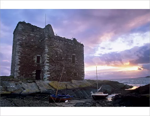 Old castle by the seaside, Portencross, Ayrshire, Scotland, United Kingdom, Europe