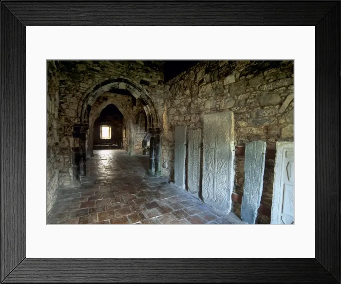 Framed Print : Burial place of Alasdair Crotach MacLeod of Skye, St. Clements church interior Framed Print : Burial place of Alasdair Crotach MacLeod of Skye, St. Clements church interior