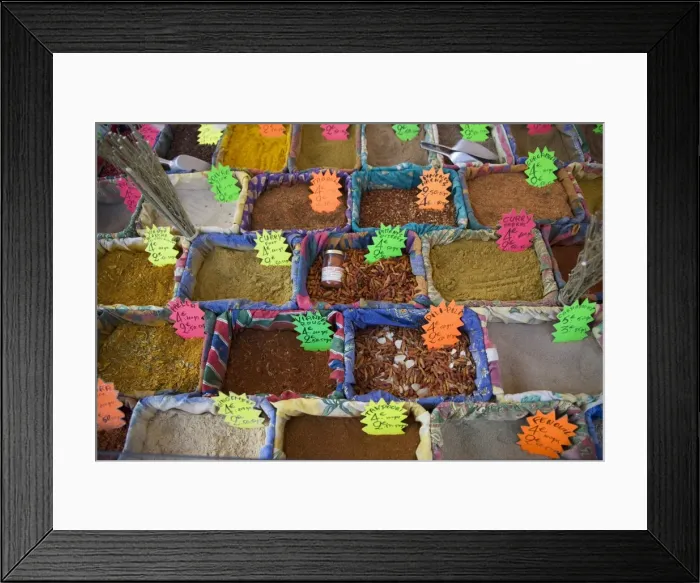 Framed Print : Spices at the market in the old town, Nice, Alpes Maritimes, Provence, Cote d Azur Framed Print : Spices at the market in the old town, Nice, Alpes Maritimes, Provence, Cote d Azur