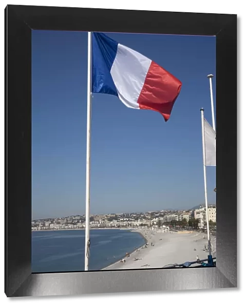French flag, Nice, Alpes Maritimes, Provence, Cote d Azur, French Riviera