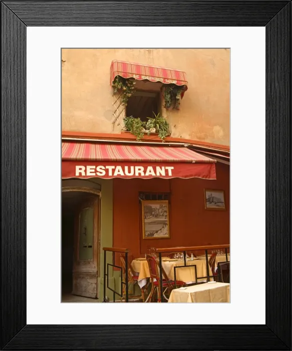 Framed Print : Restaurant, Rue Saint Antoine, Cannes, Alpes Maritimes, Provence, Cote d Azur Framed Print : Restaurant, Rue Saint Antoine, Cannes, Alpes Maritimes, Provence, Cote d Azur