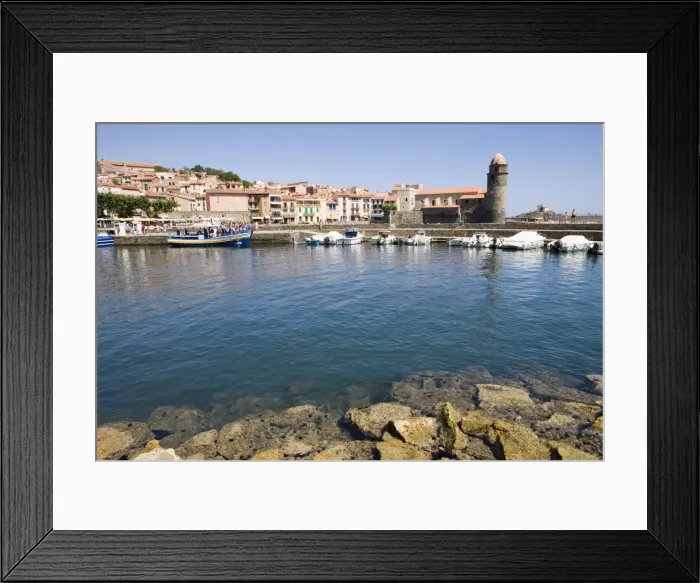 Framed Print : Boats in harbour, Chateau Royal, Eglise Notre-Dame-des-Anges, Collioure Framed Print : Boats in harbour, Chateau Royal, Eglise Notre-Dame-des-Anges, Collioure