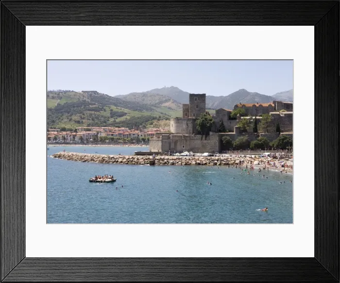 Framed Print : Beach, Chateau Royal, Collioure, Pyrenees-Orientales, Languedoc, France, Europe Framed Print : Beach, Chateau Royal, Collioure, Pyrenees-Orientales, Languedoc, France, Europe
