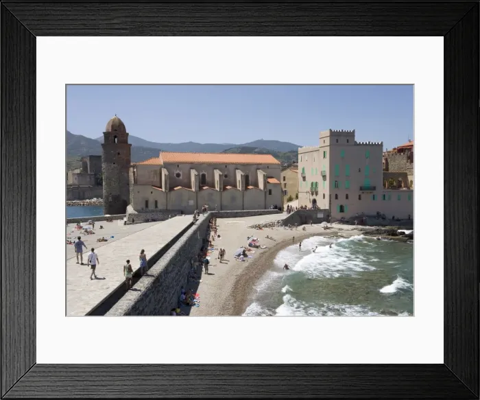 Framed Print : Beach, Eglise Notre-Dame-des-Anges, Collioure, Pyrenees-Orientales, Languedoc Framed Print : Beach, Eglise Notre-Dame-des-Anges, Collioure, Pyrenees-Orientales, Languedoc