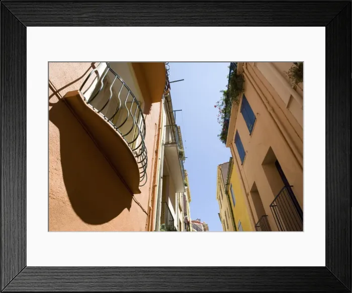 Framed Print : Balcony, Street, Collioure, Pyrenees-Orientales, Languedoc, France, Europe Framed Print : Balcony, Street, Collioure, Pyrenees-Orientales, Languedoc, France, Europe