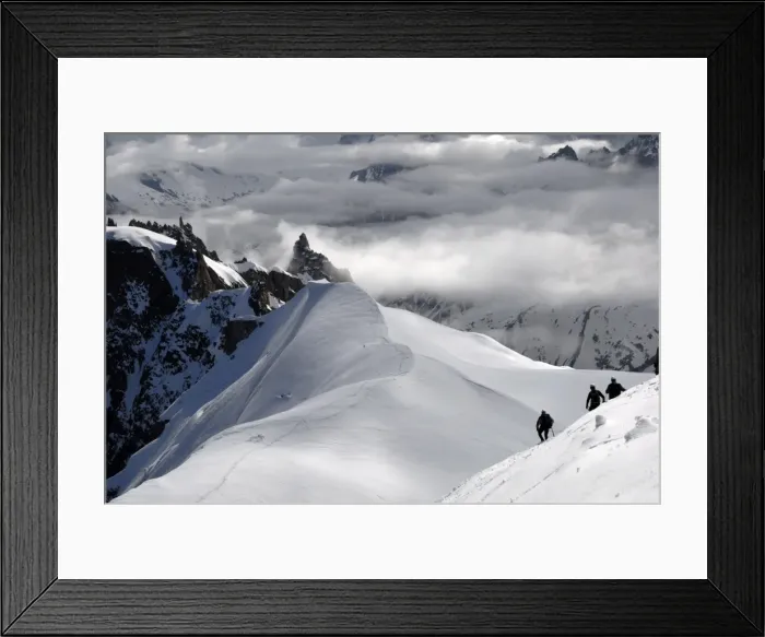 Framed Print : Mountaineers and climbers, Mont Blanc range, French Alps, France, Europe Framed Print : Mountaineers and climbers, Mont Blanc range, French Alps, France, Europe