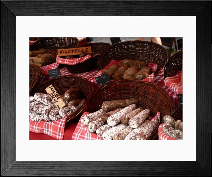 Framed Print : Sausages on a market stall Framed Print : Sausages on a market stall