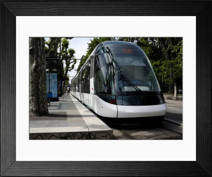 Framed Print : Tram at tram station Framed Print : Tram at tram station