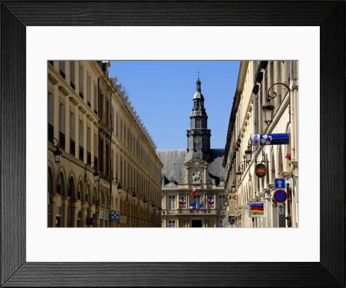 Framed Print : French street and Hotel de Ville