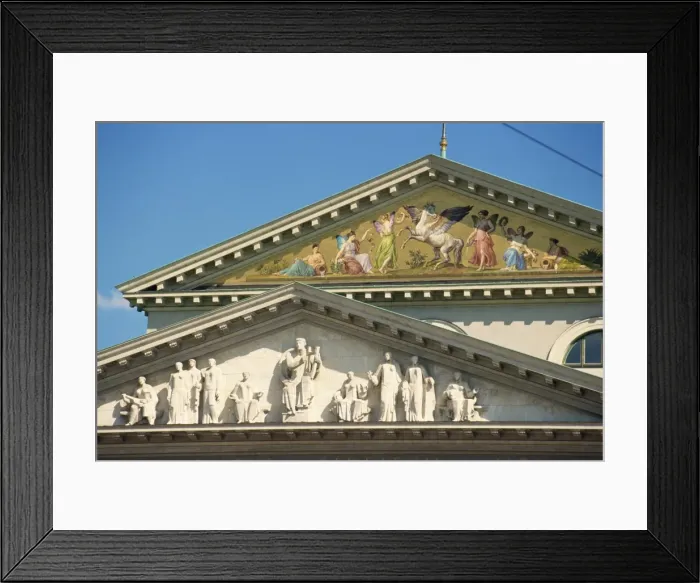 Framed Print : Close-up of statues and decoration on the facade of Framed Print : Close-up of statues and decoration on the facade of
