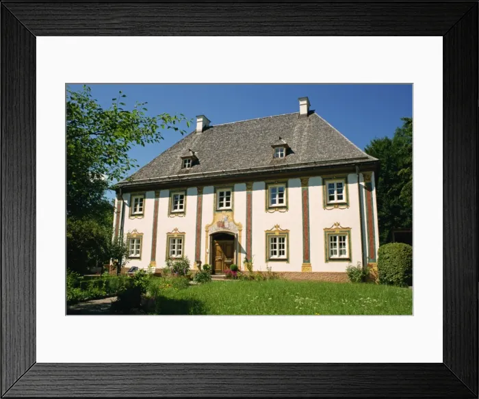 Framed Print : Schiffhort building by lake Framed Print : Schiffhort building by lake