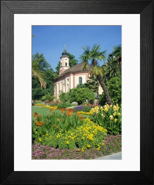 Framed Print : Church and gardens on Insel Mainau in Bavaria Framed Print : Church and gardens on Insel Mainau in Bavaria