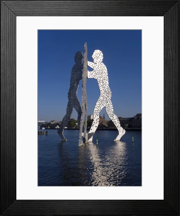 Framed Print : Molecule Men sculpture and River Spree Framed Print : Molecule Men sculpture and River Spree