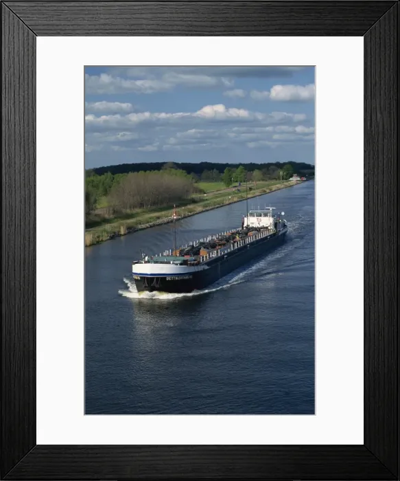 Framed Print : Barge transitting the Kiel Canal in Germany Framed Print : Barge transitting the Kiel Canal in Germany