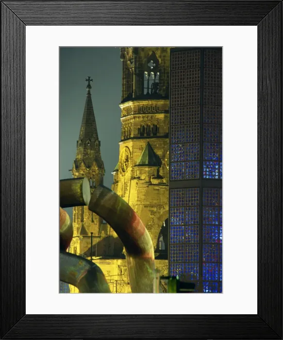 Framed Print : The Kaiser Wilhelm church illuminated at night on Framed Print : The Kaiser Wilhelm church illuminated at night on