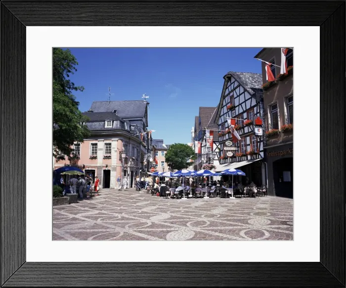 Framed Print : Cafes in the centre of town Framed Print : Cafes in the centre of town