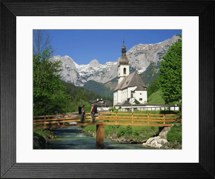Framed Print : Ramsau village church and mountains Framed Print : Ramsau village church and mountains