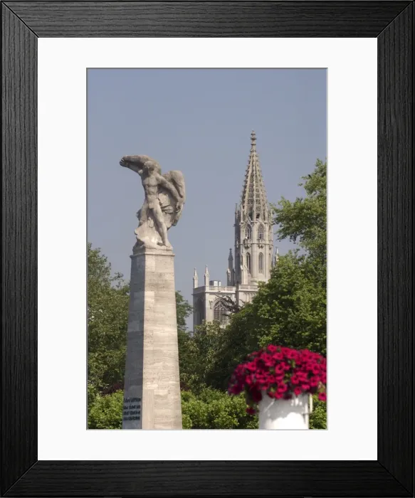 Framed Print : Zeppelin memorial and church Framed Print : Zeppelin memorial and church