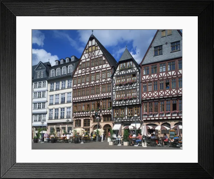 Framed Print : Street scene with pavement cafes Framed Print : Street scene with pavement cafes