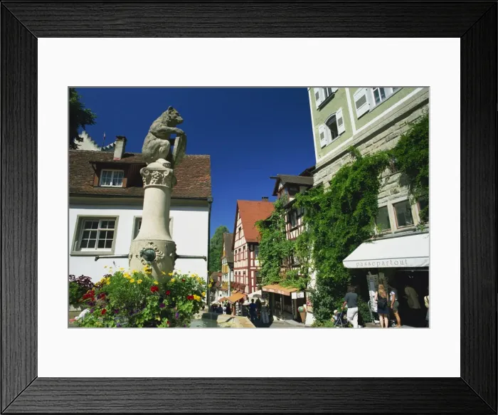 Framed Print : Bear Fountain and timbered houses Framed Print : Bear Fountain and timbered houses