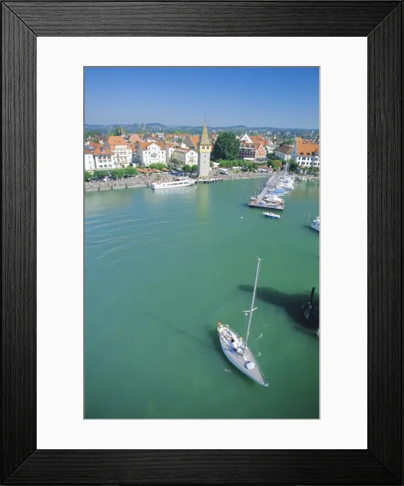 Framed Print : Birds eye view of the harbour on Lake Constance Framed Print : Birds eye view of the harbour on Lake Constance