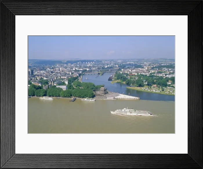 Framed Print : Aerial view over the junction between the Rhine River Framed Print : Aerial view over the junction between the Rhine River