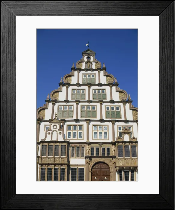 Framed Print : The facade of the Hexenburgermeisterhaus in Lemgo Framed Print : The facade of the Hexenburgermeisterhaus in Lemgo
