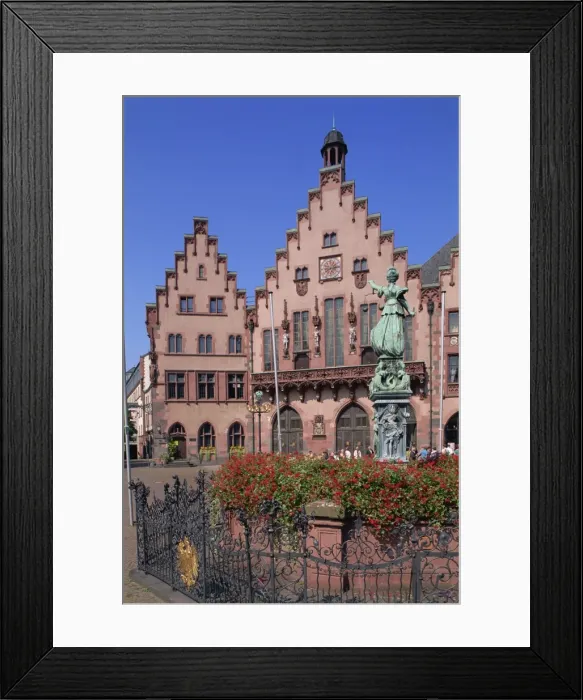 Framed Print : Romer Town Hall in Romer Square in Frankfurt Framed Print : Romer Town Hall in Romer Square in Frankfurt