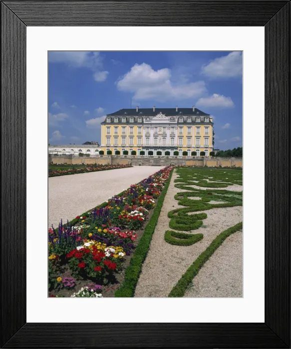 Framed Print : Formal gardens and the Augustusburg Castle near Bruhl Framed Print : Formal gardens and the Augustusburg Castle near Bruhl