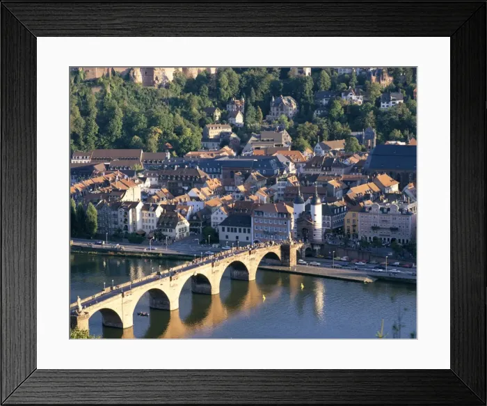 Framed Print : Old town, old bridge and river Neckar Framed Print : Old town, old bridge and river Neckar