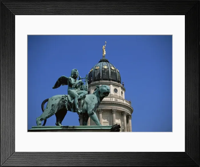 Framed Print : Statue and dome of French Cathedral Framed Print : Statue and dome of French Cathedral