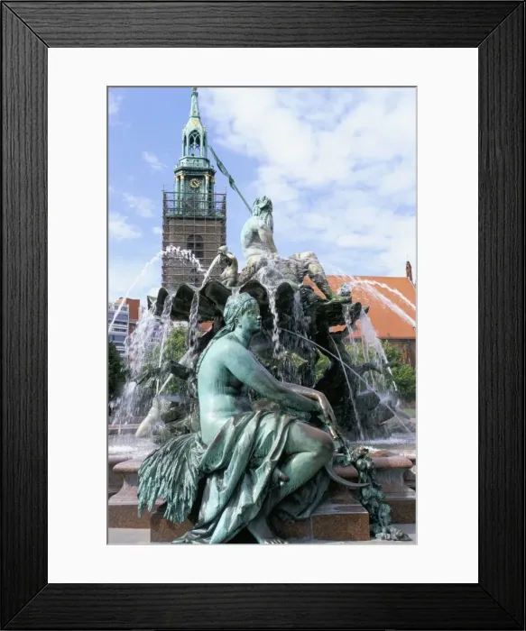 Framed Print : Fountain, Red Town Hall Square Framed Print : Fountain, Red Town Hall Square