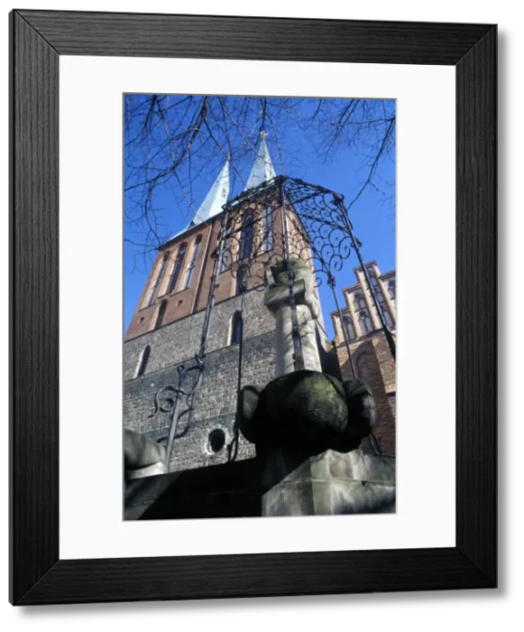 Framed Print : Low angle view of a fountain and spires of the Museum Framed Print : Low angle view of a fountain and spires of the Museum