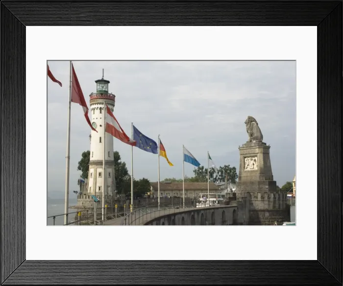 Framed Print : Harbour entrance with lighthouse and lion, Austrian German and E Framed Print : Harbour entrance with lighthouse and lion, Austrian German and E