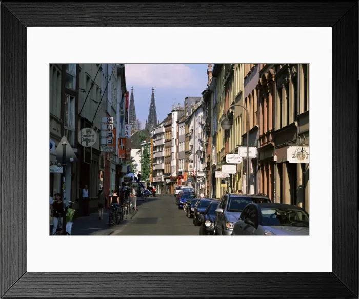 Framed Print : Breite Strasse with mix of stores from funky to elegant Framed Print : Breite Strasse with mix of stores from funky to elegant
