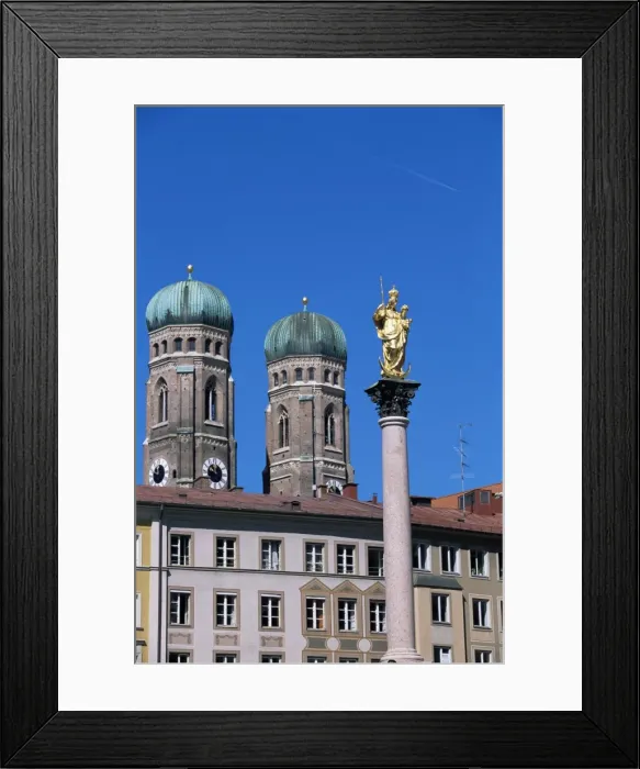 Framed Print : Frauenkirche towers and Mariensaule (St Framed Print : Frauenkirche towers and Mariensaule (St