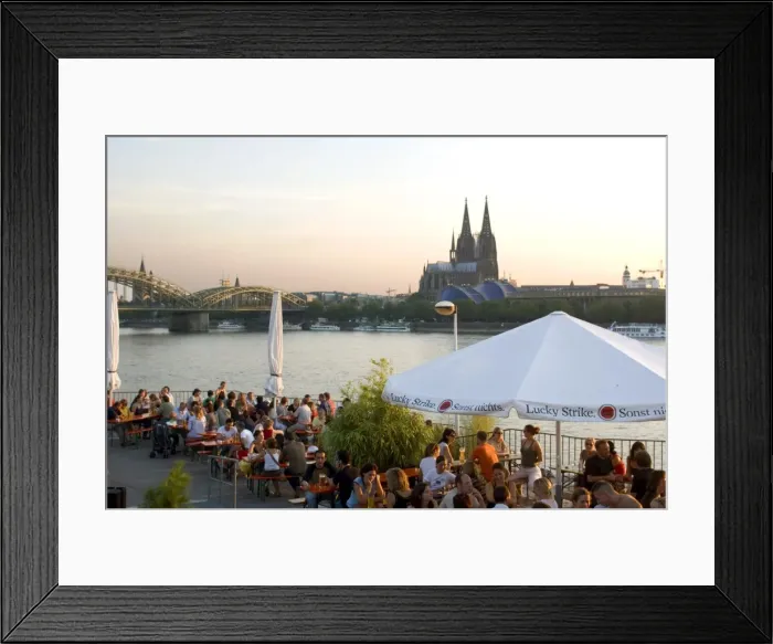 Framed Print : People at trendy Rheinterrassen bar and restaurant Framed Print : People at trendy Rheinterrassen bar and restaurant