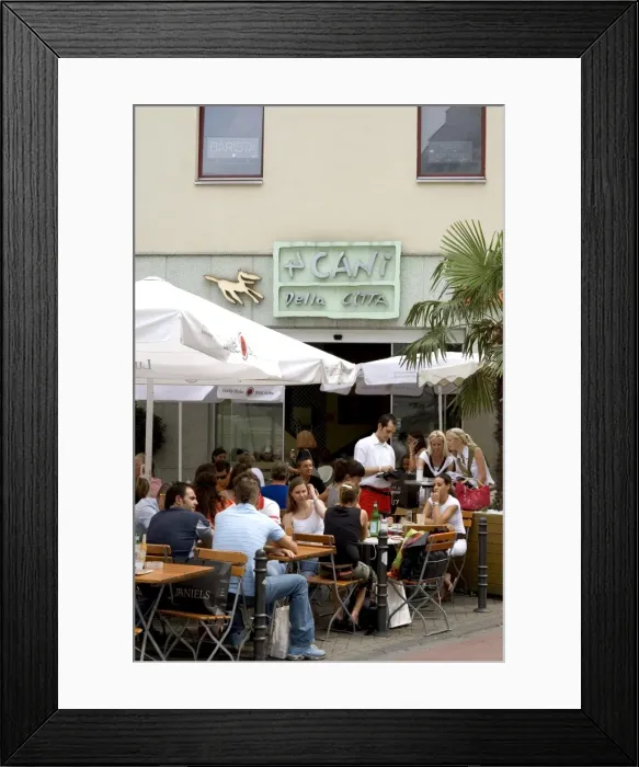 Framed Print : People sitting outside the popular 4 Cani Della Citta Framed Print : People sitting outside the popular 4 Cani Della Citta