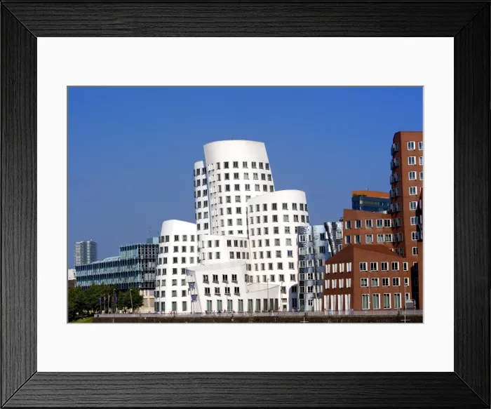 Framed Print : The Neuer Zollhof building by Frank Gehry at the Medienhafen Framed Print : The Neuer Zollhof building by Frank Gehry at the Medienhafen